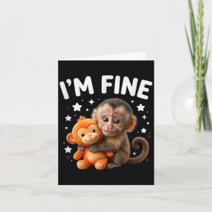 Carte Beau ciel étoilé bébé singe mignon étreinte art sa