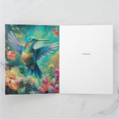 Carte Beau colibri entouré de fleurs (Intérieur)