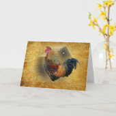 Carte Beau coq et coop de poulet rustique (Fleur jaune)