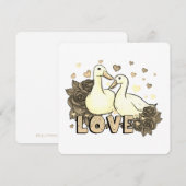 Carte Beau Couple de colombe amoureux avec Rose (Devant / Derrière)