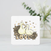 Carte Beau Couple de colombe amoureux avec Rose (Debout devant)