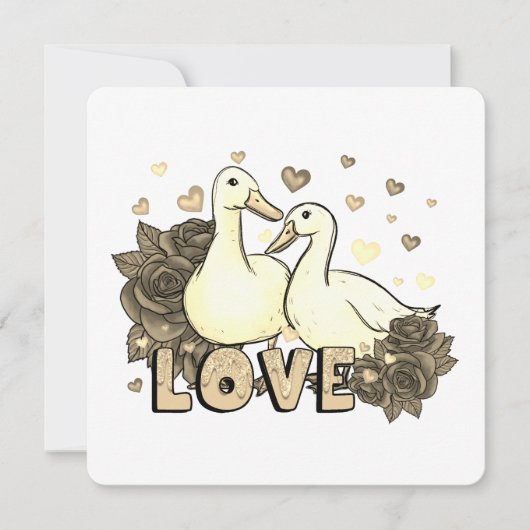 Carte Beau Couple de colombe amoureux avec Rose (Devant)