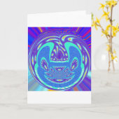 Carte Beau cyan bleu kaléidoscope vectoriel design (Fleur jaune)