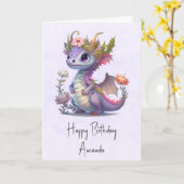 Carte Beau Dragon avec Elégant Anniversaire de la Couron (Fleur jaune)