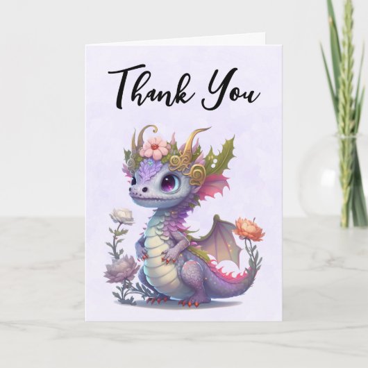 Carte Beau Dragon avec élégant Merci de la Couronne (Devant)