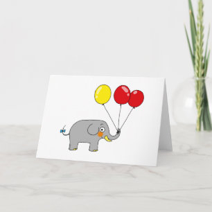 Carte Beau éléphant avec ballons de fête