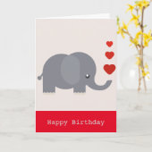 Carte Beau éléphant avec coeur anniversaire amour (Fleur jaune)