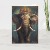 Carte Beau éléphant dans une couronne en toutes occasion (Devant)