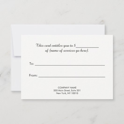 Carte Beau Eyelashes et Brows Certificat cadeau (Dos)