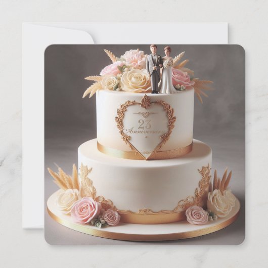 CARTE BEAU GÂTEAU ANNIVERSAIRE AVEC BRIDE ET GROOM (Devant)