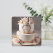 CARTE BEAU GÂTEAU ANNIVERSAIRE AVEC BRIDE ET GROOM (Debout devant)