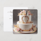 CARTE BEAU GÂTEAU ANNIVERSAIRE AVEC BRIDE ET GROOM (Devant / Derrière)