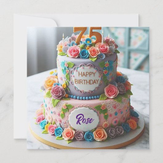 CARTE BEAU GÂTEAU DE 75E ANNIVERSAIRE (Devant)