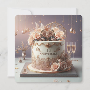 CARTE BEAU GÂTEAU FLORAL ANNIVERSAIRE SALUANT