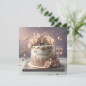 CARTE BEAU GÂTEAU FLORAL ANNIVERSAIRE SALUANT (Debout devant)