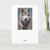 Carte Beau Gray Wild Wolf Portrait de style huile (Dos)