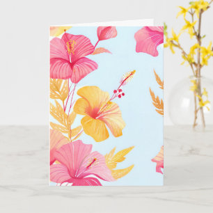 Carte Beau Hibiscus Fleur Tropicale Aquarelle