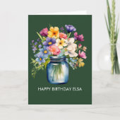Carte Beau Joyeux Anniversaire Bouquet Floral (Devant)