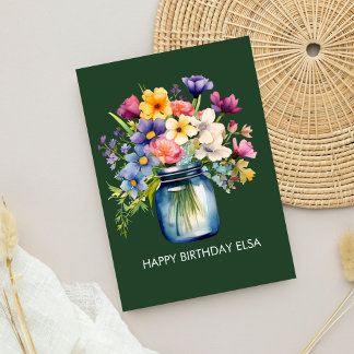 Carte Beau Joyeux Anniversaire Bouquet Floral