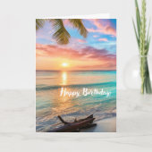 Carte Beau Joyeux Anniversaire, Ocean View Sunset (Devant)