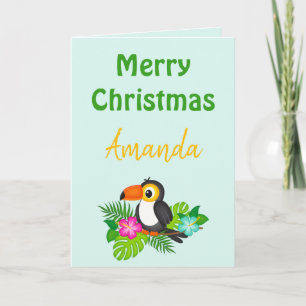 Carte Beau Joyeux Noël Tropical Toucan