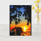 Carte Beau lever de soleil d'anniversaire au coucher du (Fleur jaune)