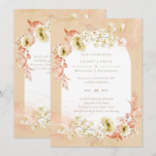 Carte Beau Mariage Floral Terracotta