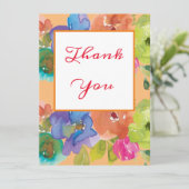 Carte Beau Merci Pastel Aquarelle Fleurs (Debout devant)