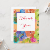 Carte Beau Merci Pastel Aquarelle Fleurs (Devant/Arrière en situation)