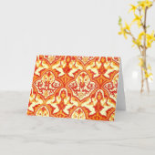 CARTE BEAU MOTIF - ROUGE & ORANGE (Fleur jaune)