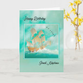 Carte Beau navire en haute mer pour Great Nephew (Fleur jaune)