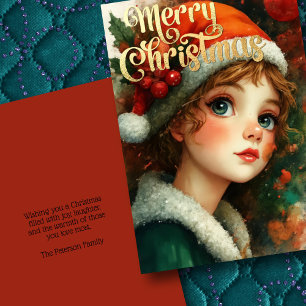 Carte Beau Noël Jeune Fille
