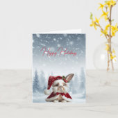 Carte Beau Noël lapin (Fleur jaune)