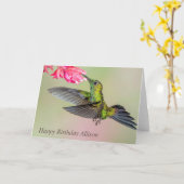 Carte Beau oiseau de colibri à couronne verte (Fleur jaune)