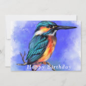 Carte Beau oiseau de martin-pêcheur - Joyeux anniversair (Devant)