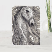 Carte Beau Ornate Silver Grey Horse Anniversaire (Dos)