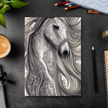 Beau Ornate Silver Grey Horse Anniversaire