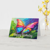 Carte Beau papillon Abstrait Joyeux anniversaire (Fleur jaune)