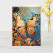 Carte Beau papillon décoratif Merci floral (Fleur jaune)