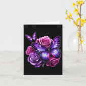 Carte Beau papillon violet Rose papillon amoureux G (Fleur jaune)
