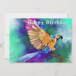 Carte Beau perroquet coloré - Joyeux anniversaire -