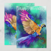 Carte Beau perroquet coloré - Joyeux anniversaire (Devant / Derrière)