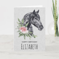 Beau Portrait De Tête De Cheval Aquarelle Annivers