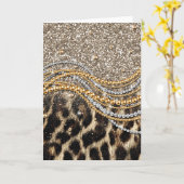 Carte Beau Poster de animal tendance Leopard Faux (Fleur jaune)