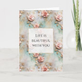 Carte Beau Romantique Rose rose rose Roses romantiques (Devant)