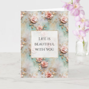 Carte Beau Romantique Rose rose rose Roses romantiques