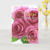 Carte Beau Rose 75ème anniversaire pour ma femme (Fleur jaune)