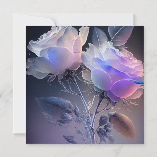 Carte Beau Rose Iridescente longue tige (Devant)