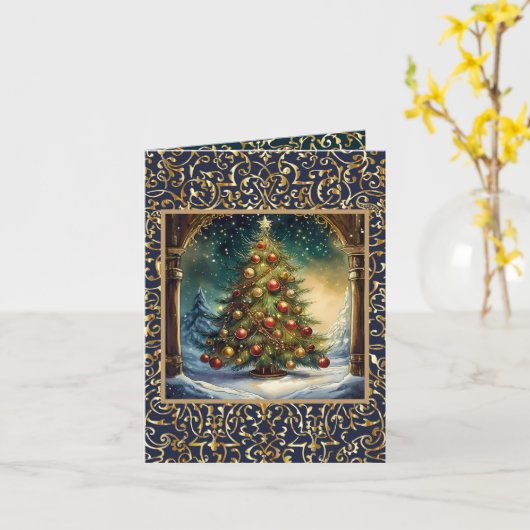 Carte Beau sapin de Noël (Fleur jaune)