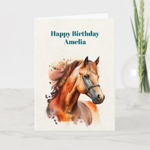 Carte Beau Sorrel Horse Portrait Anniversaire